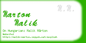 marton malik business card
