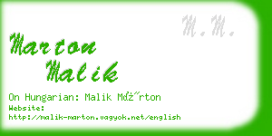 marton malik business card